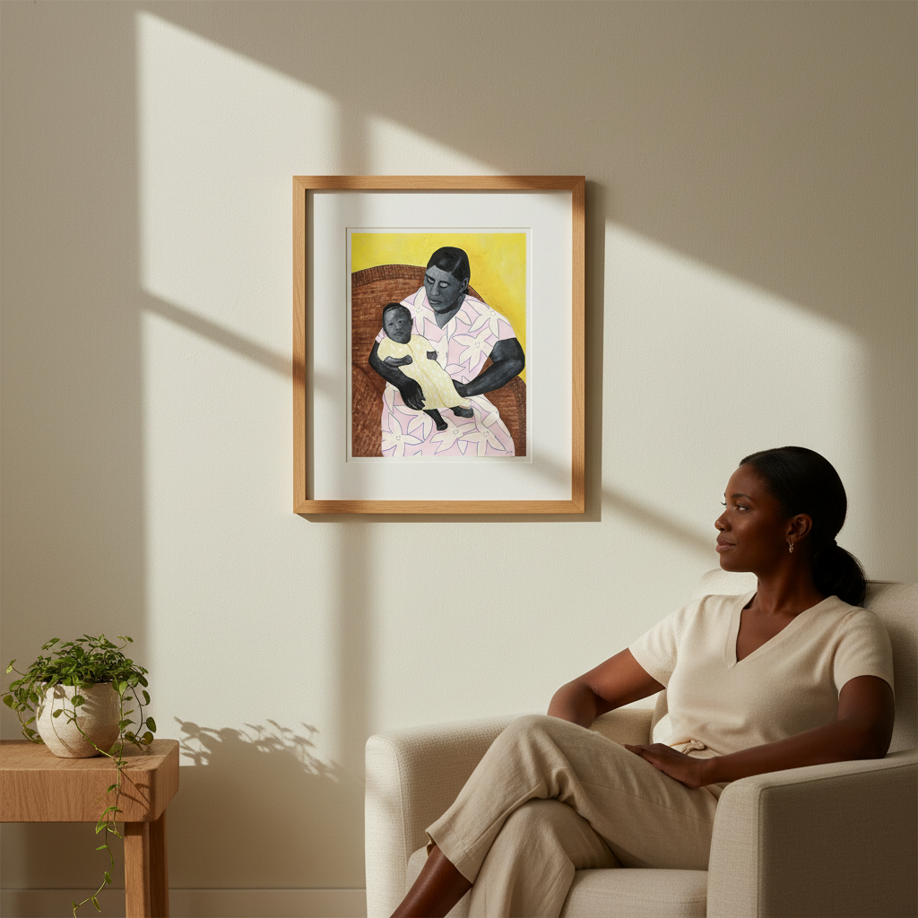 Black Mother and Child Art Print | African American Family Wall Decor