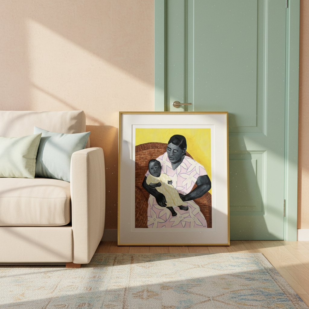 Black Mother and Child Art Print | African American Family Wall Decor