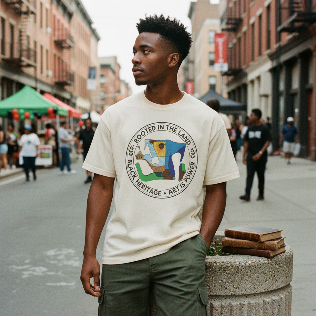 Natural poet on street — Juneteenth energy — Rooted in the Land tee — Art Is Power Vol. I | Inkwell Fine Art Prints