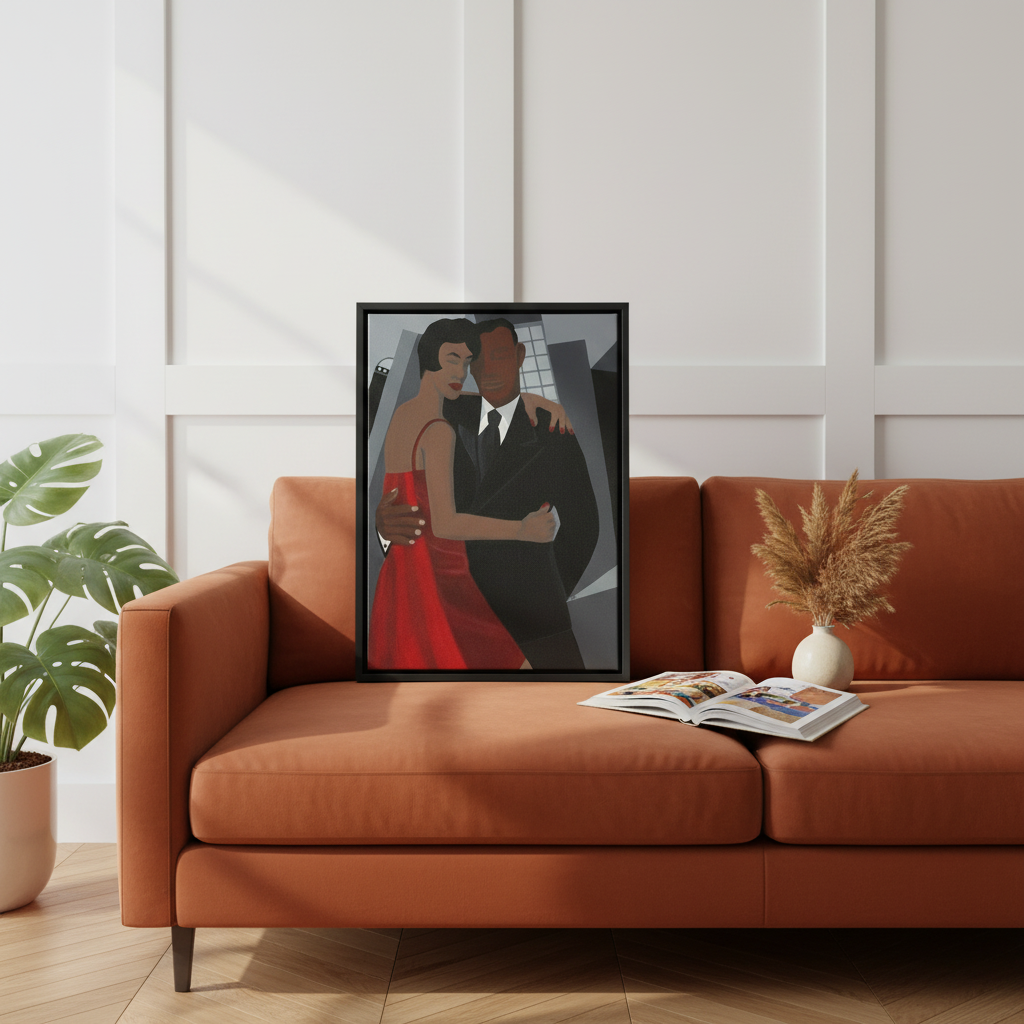 Black Couple Framed Canvas Wall Art | African American Home Decor