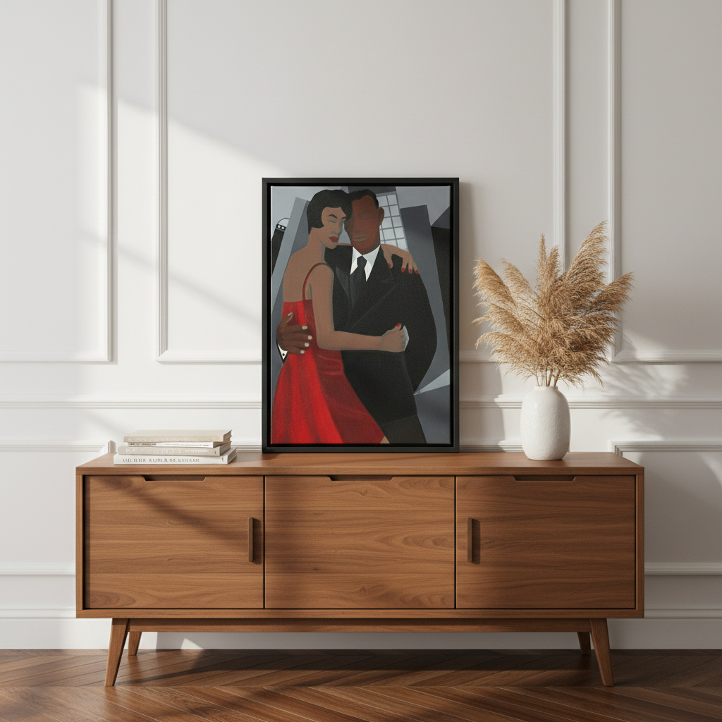 Black Couple Framed Canvas Wall Art | African American Home Decor