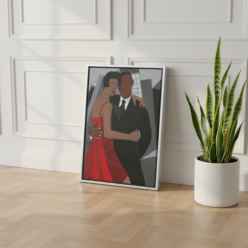 Black Couple Framed Canvas Wall Art | African American Home Decor