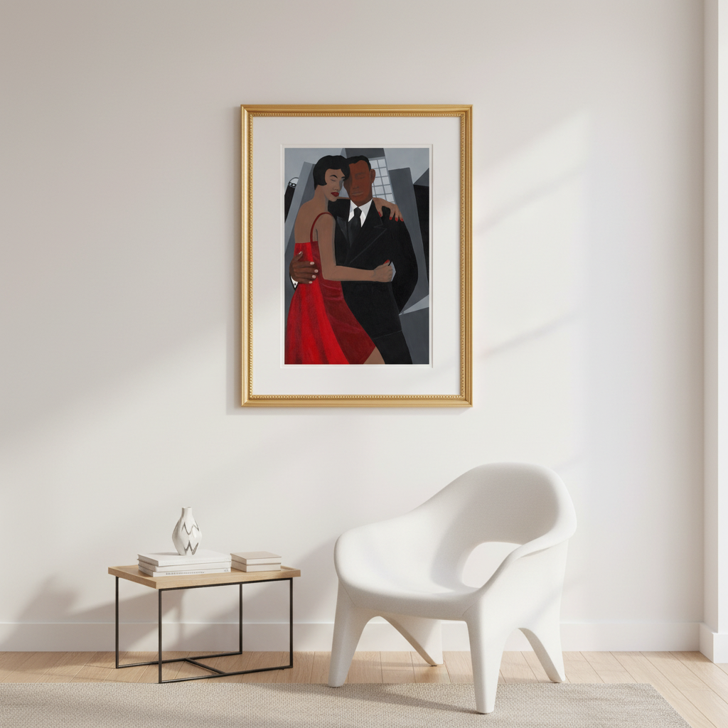 Night on the Town — Framed Print, Gold