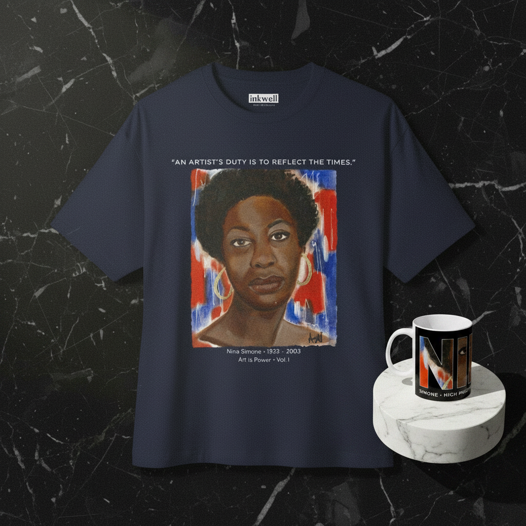 The Nina Simone Set — tee + mug gift set hero — Art Is Power Vol. I | Inkwell Fine Art Prints