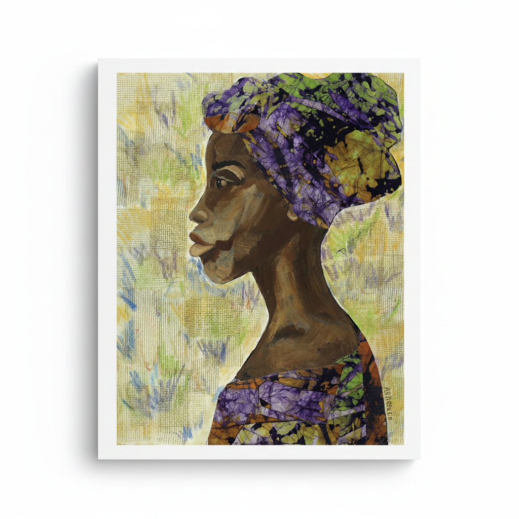 Nyanda African woman unframed art print on white background