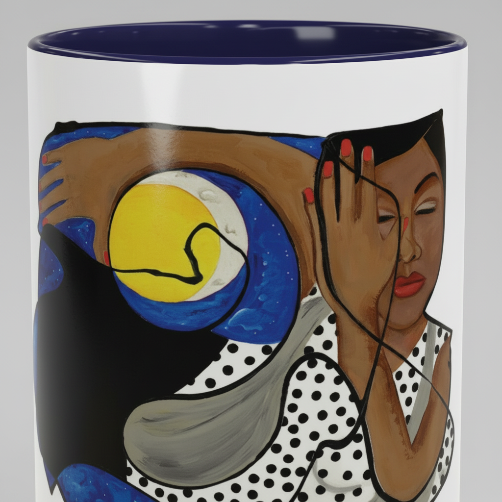 One with the Universe Cosmic Art Mug - Spiritual Black Woman Art Ceramic Mug - Celestial Gift
