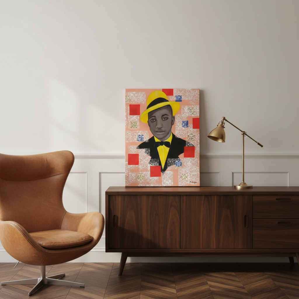 Black Dandy Portrait Canvas Wall Art | African American Decor