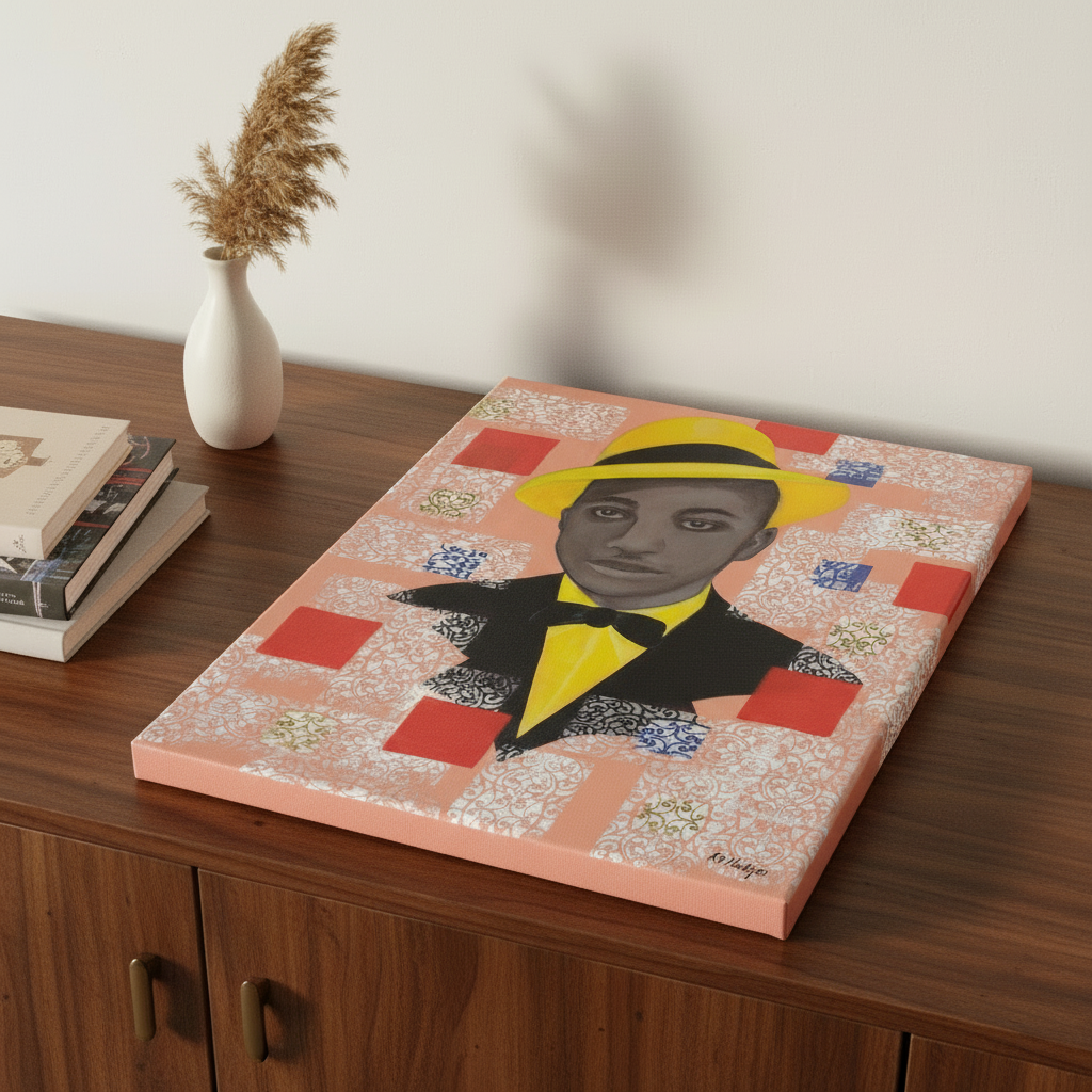 Black Dandy Portrait Canvas Wall Art | African American Decor