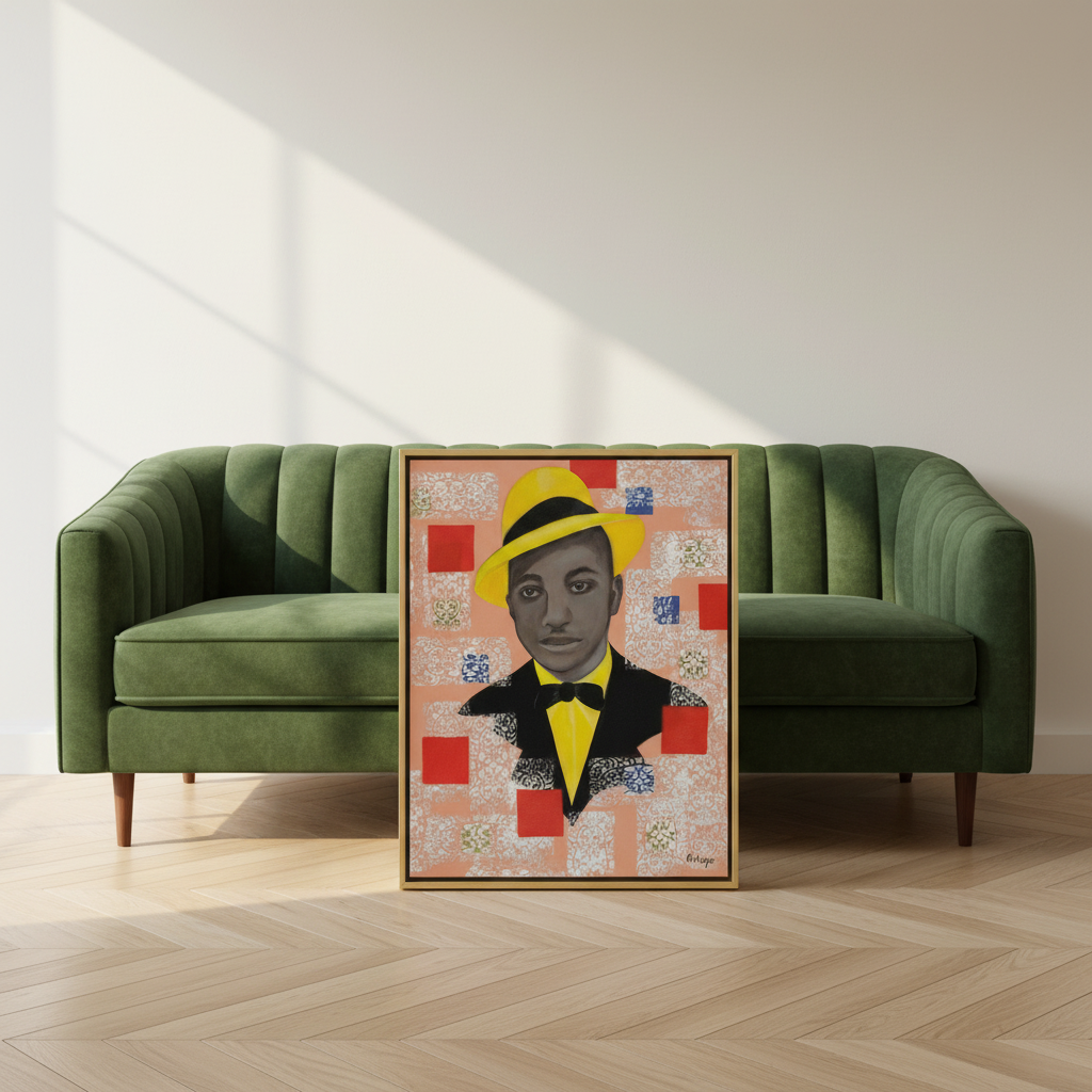 Black Dandy Portrait Framed Canvas Wall Art | African American Decor