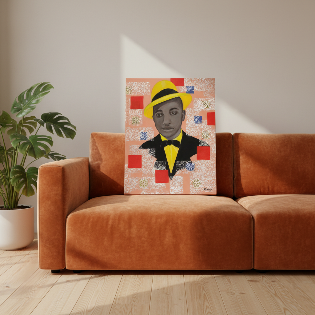Black Dandy Portrait Canvas Wall Art | African American Decor