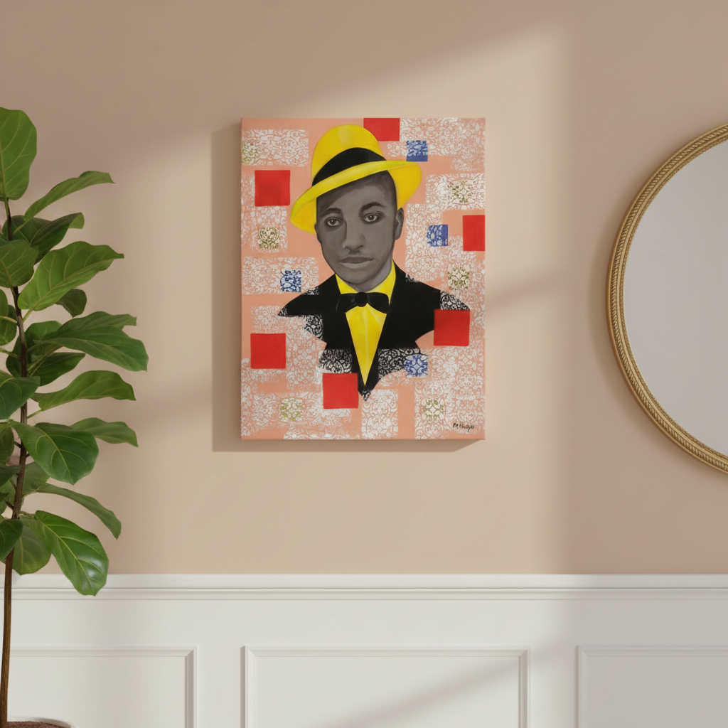 Black Dandy Portrait Canvas Wall Art | African American Decor