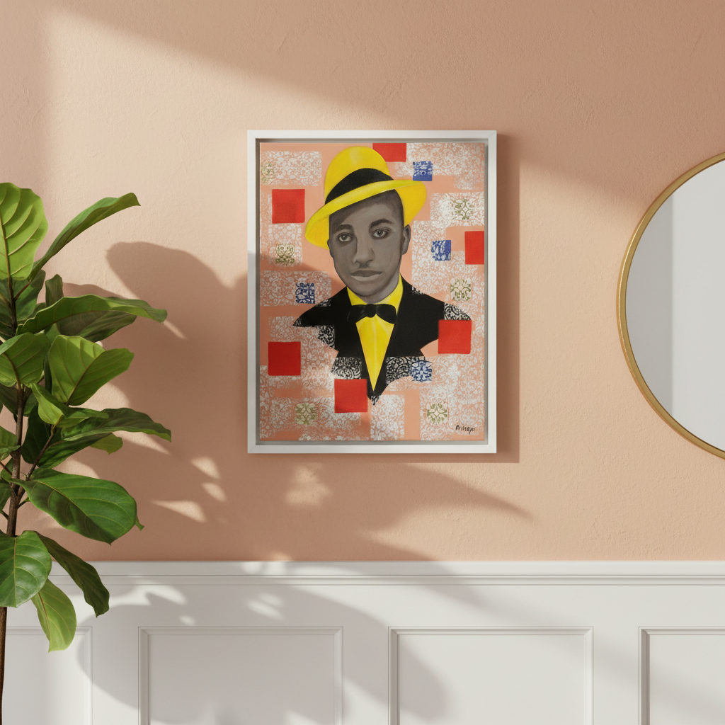 Black Dandy Portrait Framed Canvas Wall Art | African American Decor