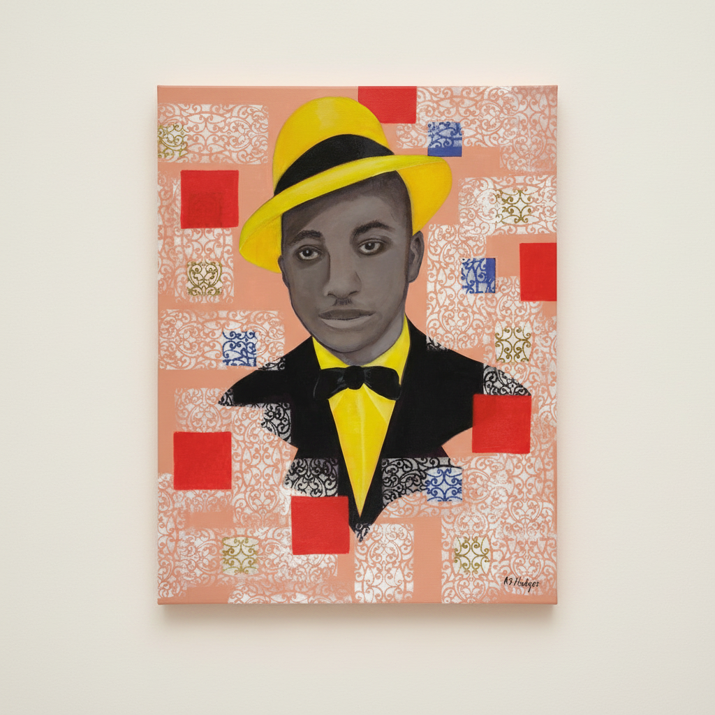 Black Dandy Portrait Canvas Wall Art | African American Decor