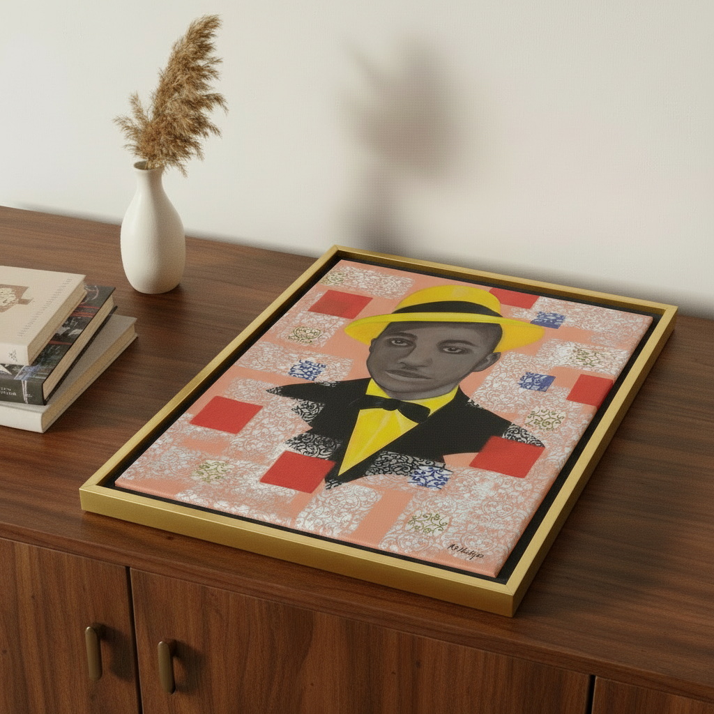 Black Dandy Portrait Framed Canvas Wall Art | African American Decor