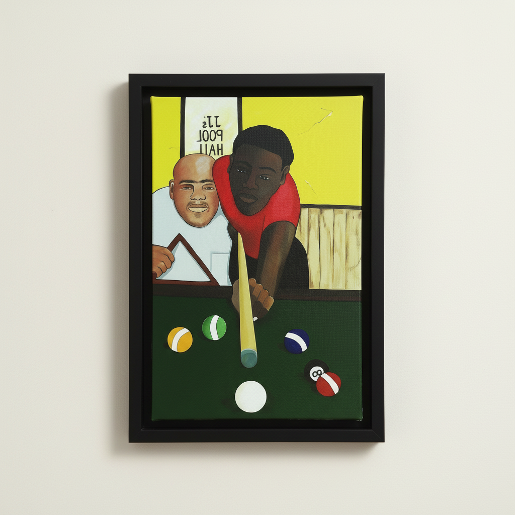 Pool Hall — Framed Canvas Print, Black