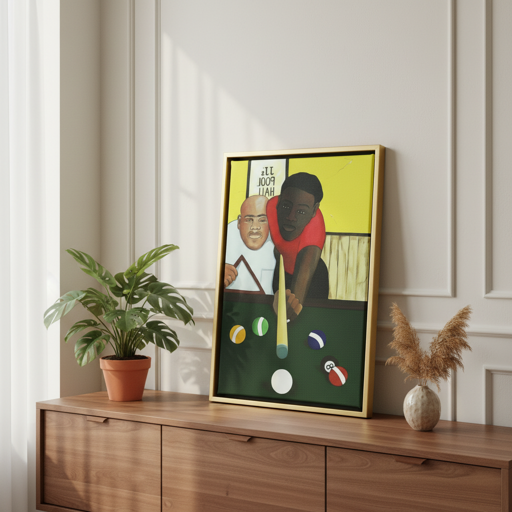 Black Men Framed Canvas Wall Art (Pool Hall) | African American Decor