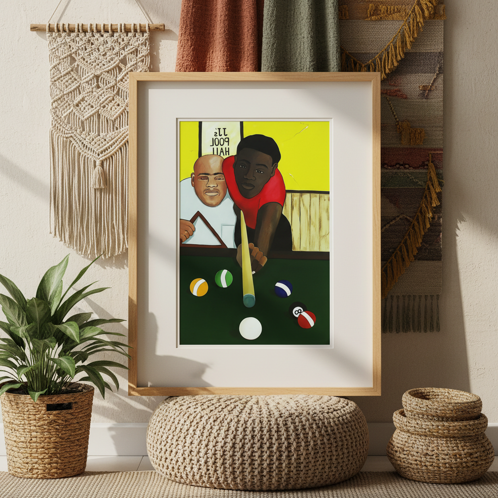 Black Men Billiards Art Print | African American Wall Decor