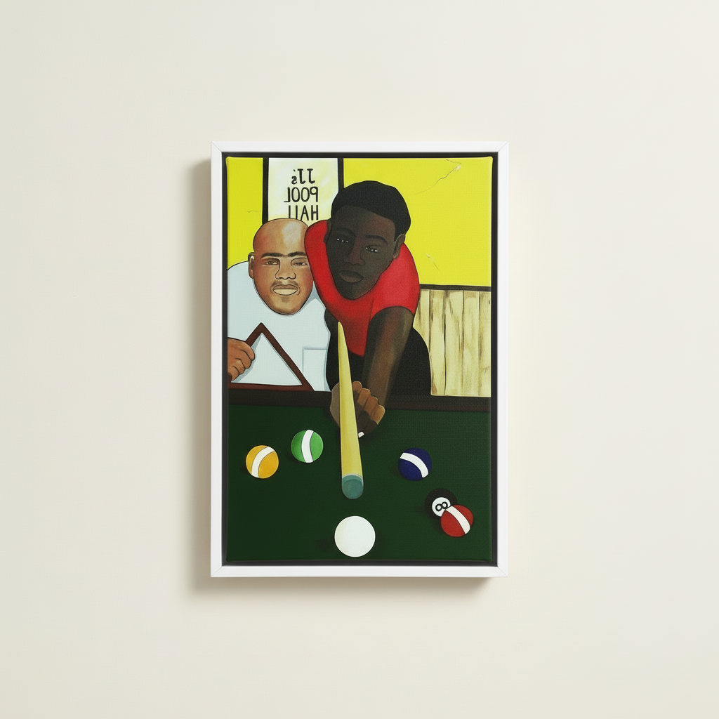 Pool Hall — Framed Canvas Print, White