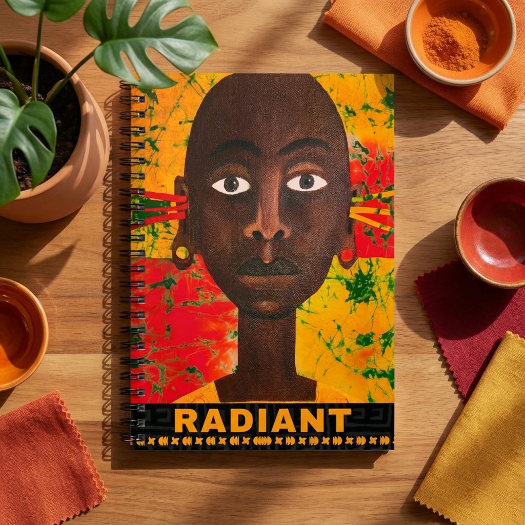 Radiant Afrocentric Spiral Notebook | Black Art Journal, Ruled 6"x8"
