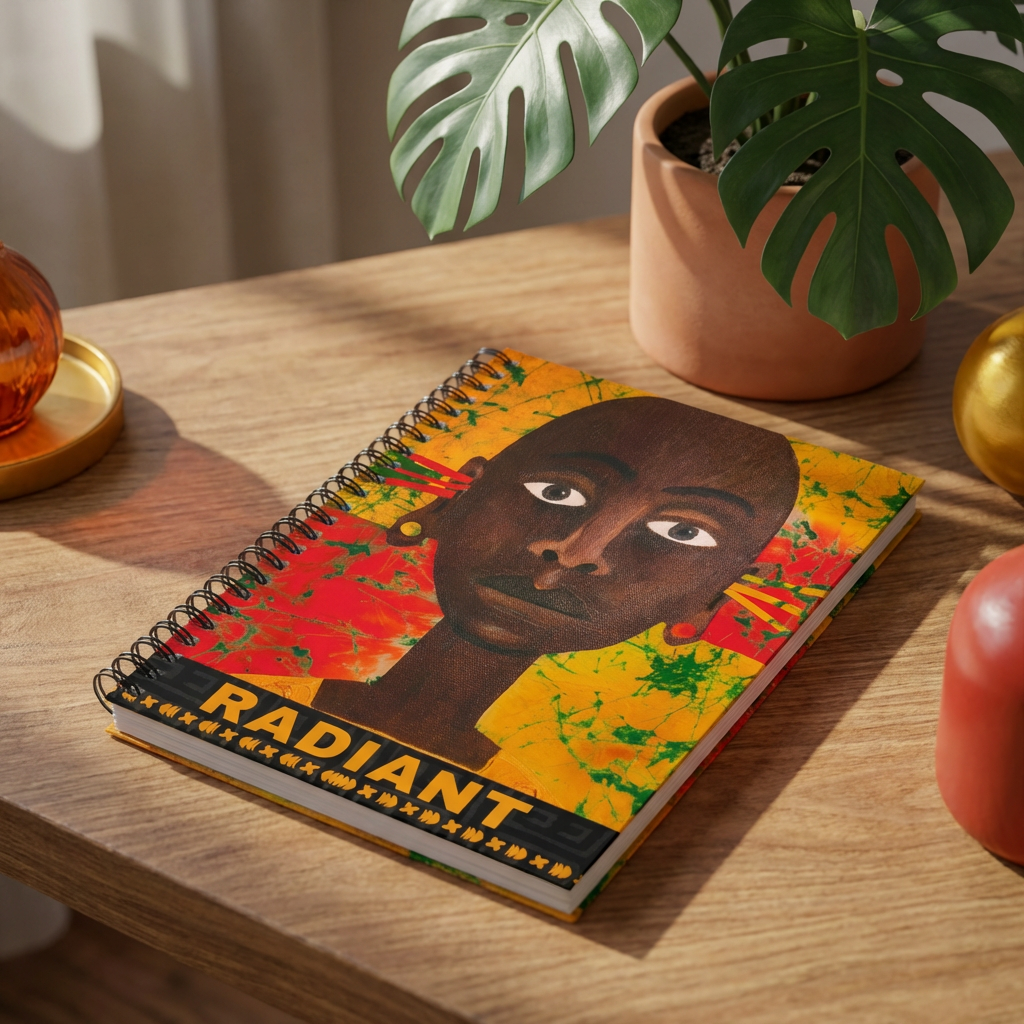 Radiant Afrocentric Spiral Notebook | Black Art Journal, Ruled 6"x8"