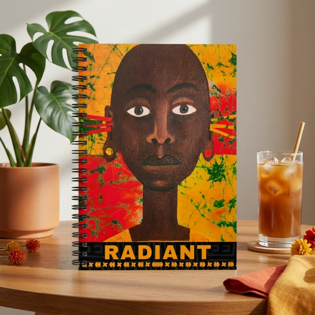 Radiant Afrocentric Spiral Notebook | Black Art Journal, Ruled 6"x8"