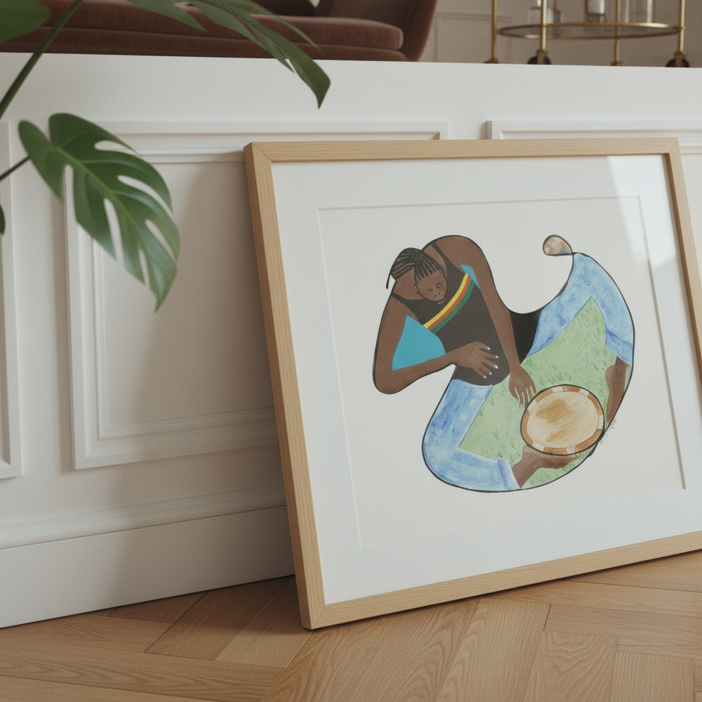 Rasta With Drum and Conch - Rastafarian Music Art Print