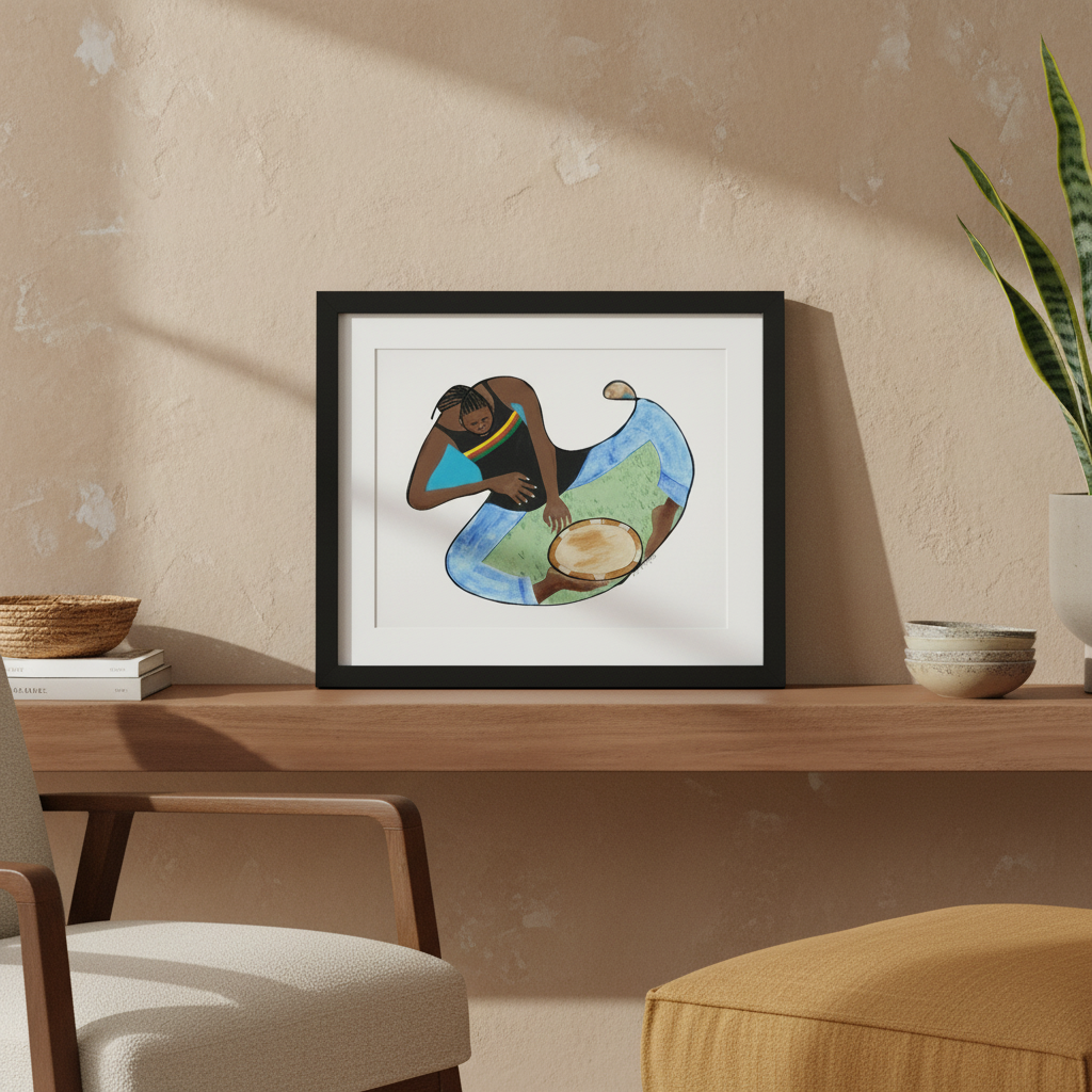 Rasta With Drum and Conch - Rastafarian Music Art Print