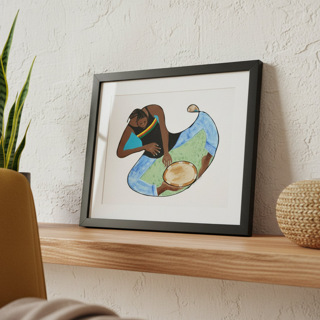 Rasta With Drum and Conch - Rastafarian Music Art Print