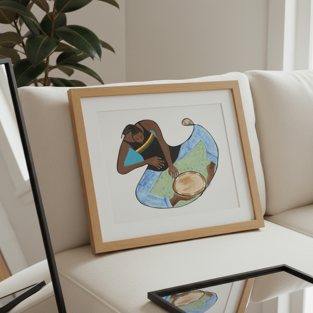 Rasta With Drum and Conch - Rastafarian Music Art Print