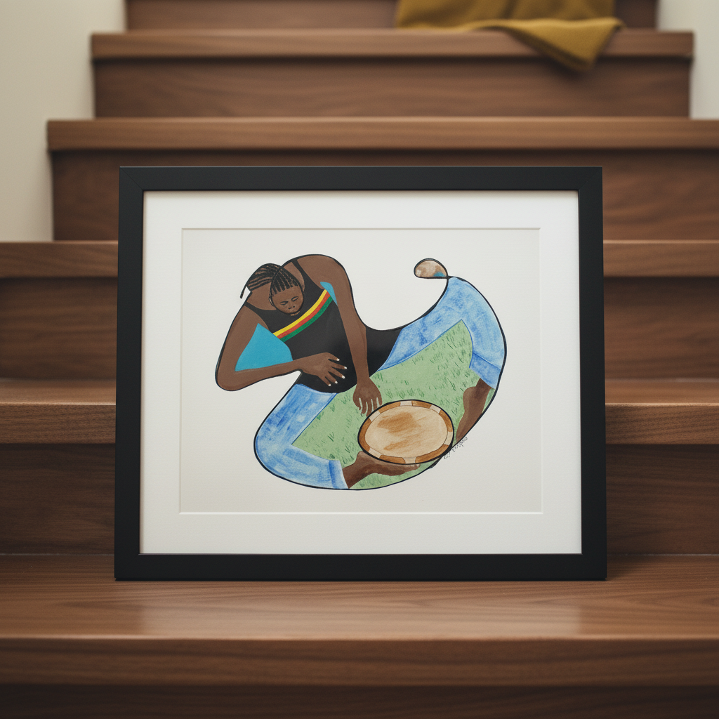Rasta With Drum and Conch - Rastafarian Music Art Print