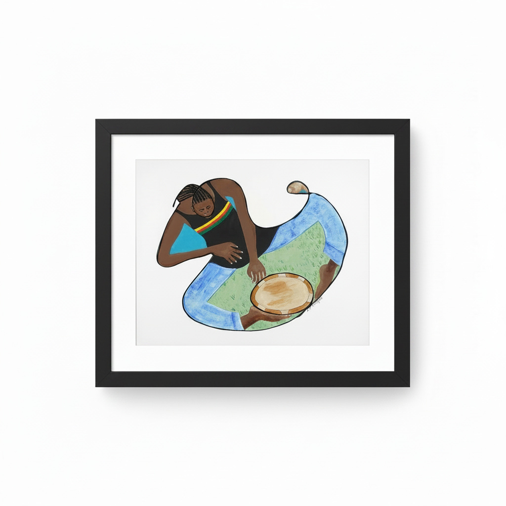 Rasta With Drum and Conch - Rastafarian Music Art Print