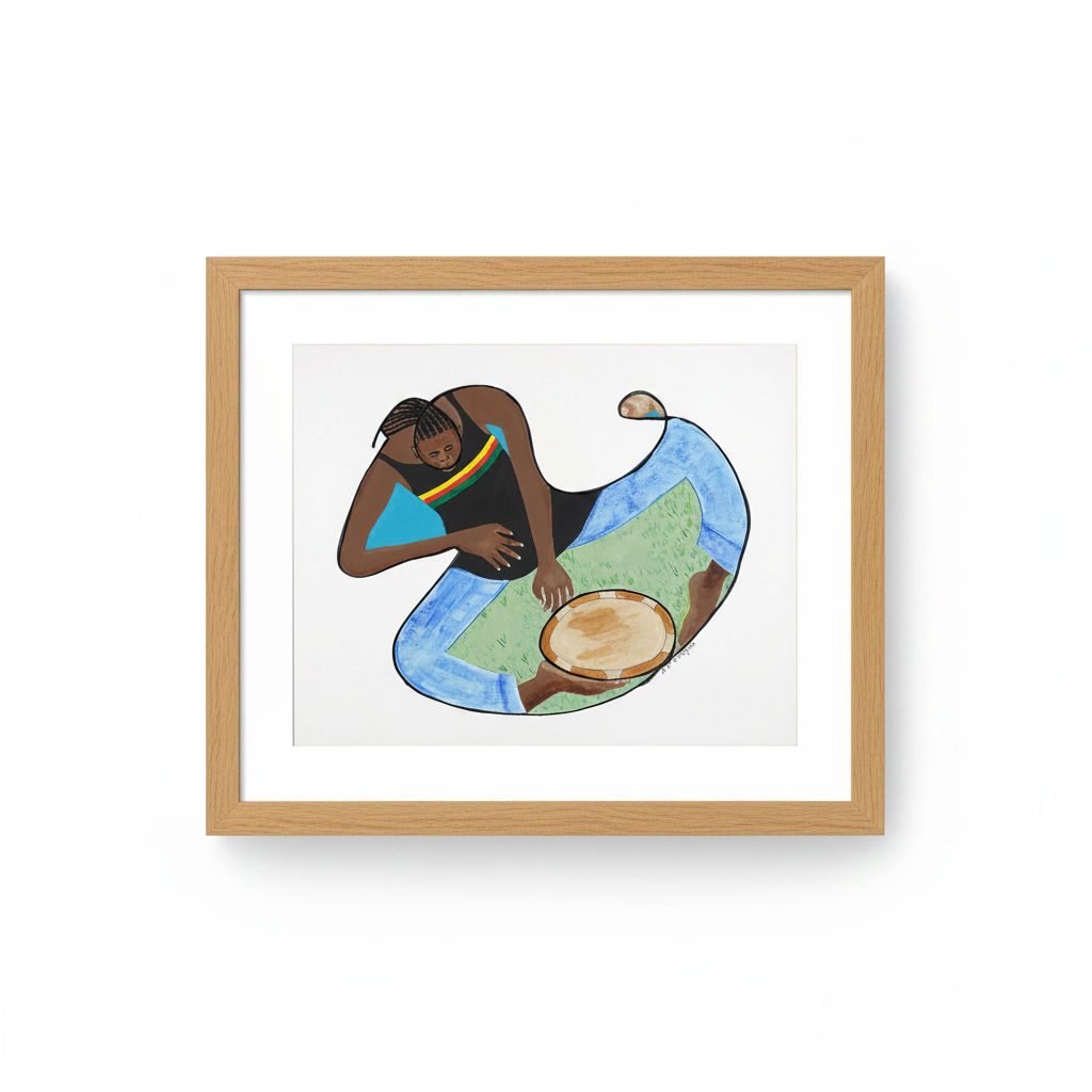 Rasta With Drum and Conch - Rastafarian Music Art Print