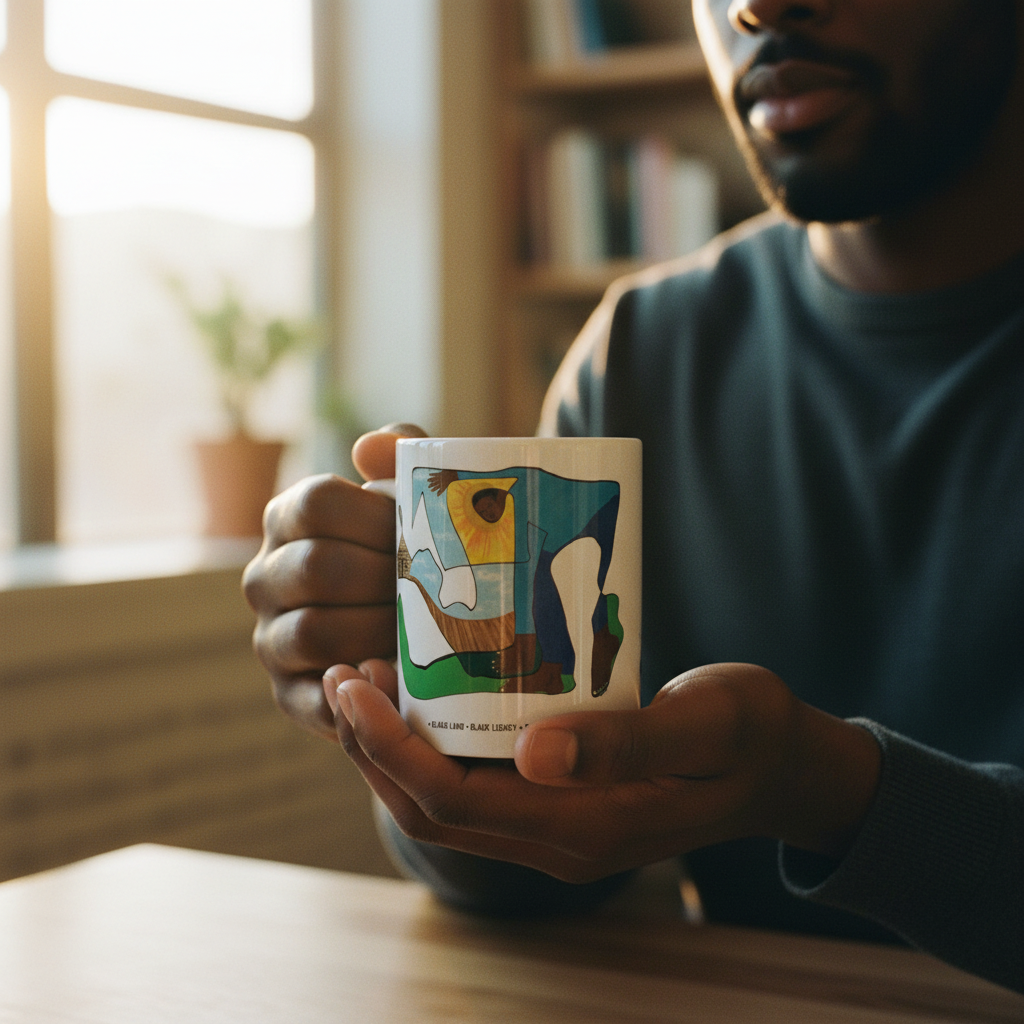Man holding The Sharecropper ceramic mug — Art Is Power Vol. I by Inkwell Fine Art Prints