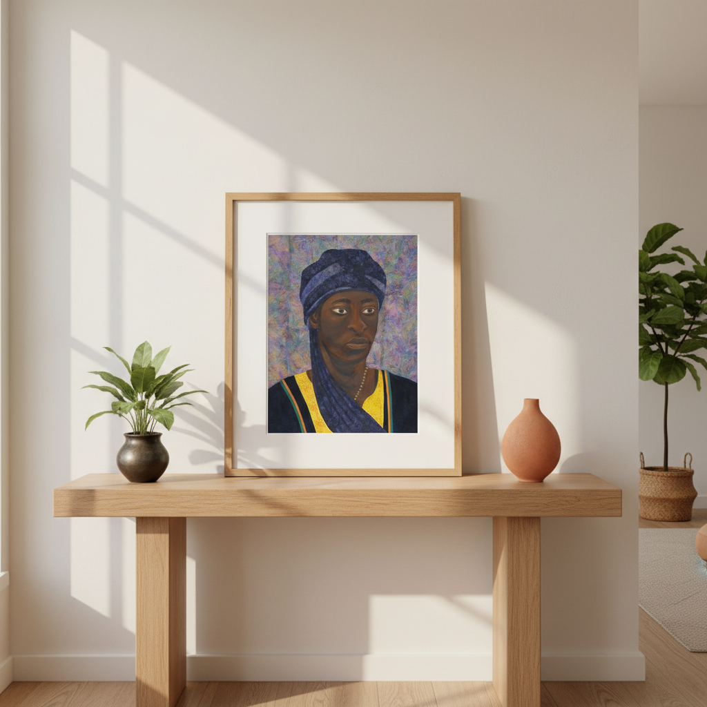 The African — Framed Print, Natural Wood