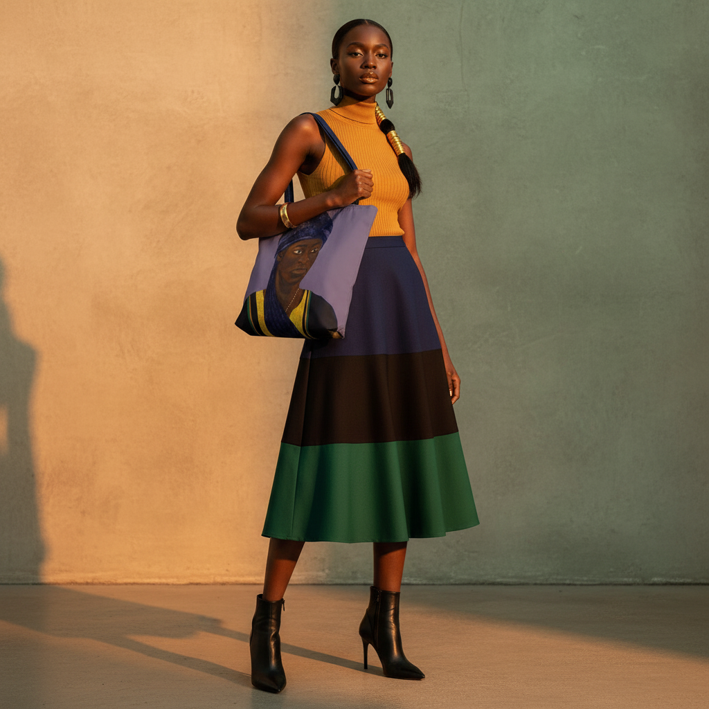 The African tote bag product variant shot showing Pan-African precision design option