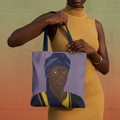 Close-up grip detail of The African Art Tote Bag — Pan-African precision design on cotton canvas