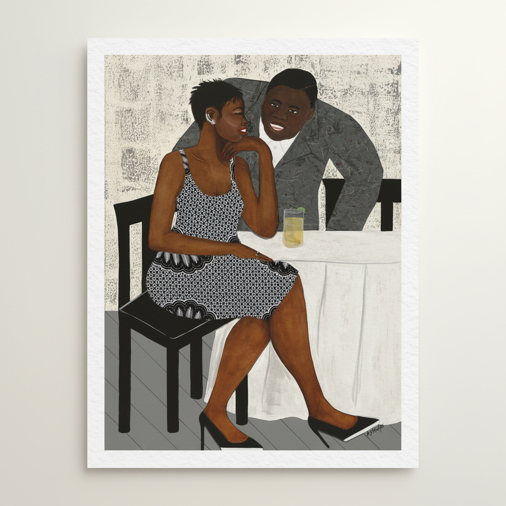 Black Couple Romance Art Print | African American Love Wall Decor