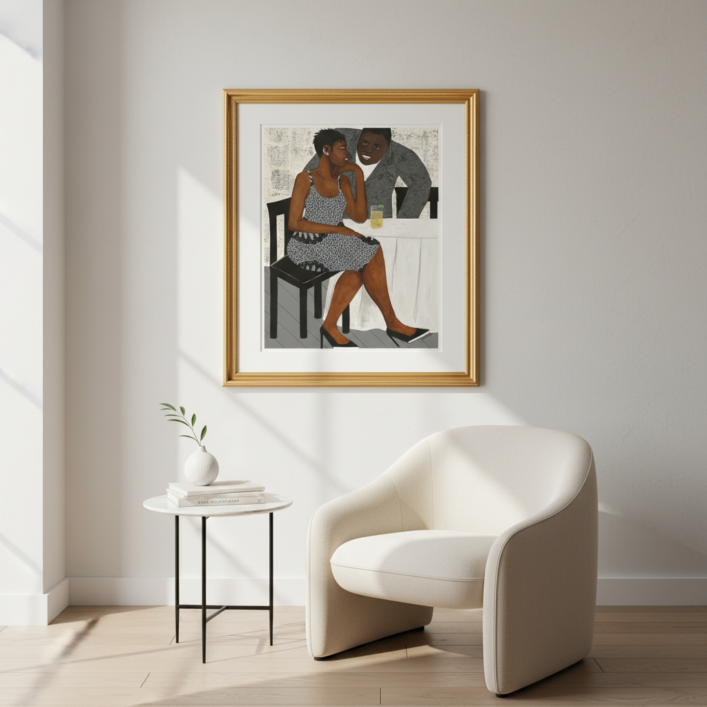 Black Couple Romance Art Print | African American Love Wall Decor