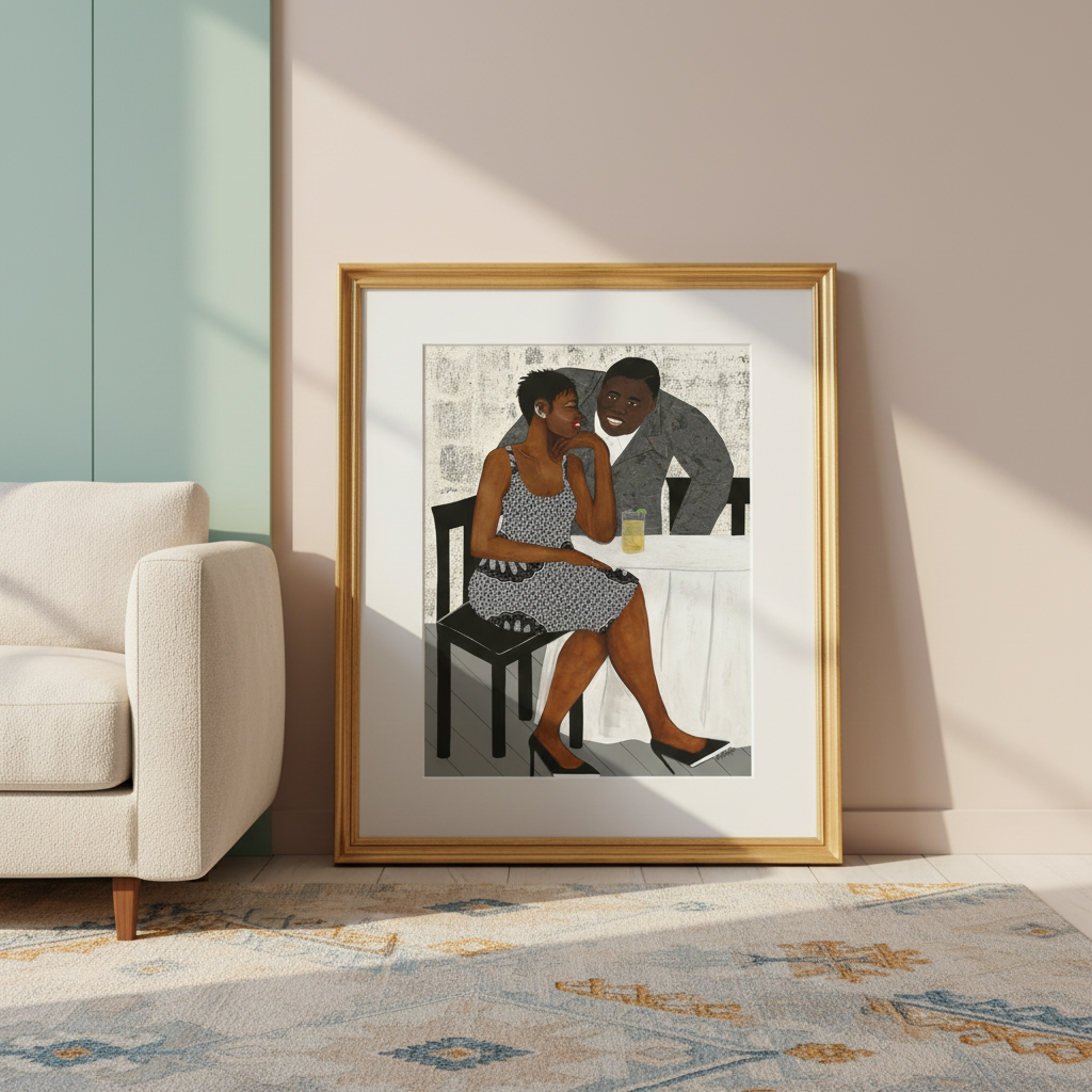Black Couple Romance Art Print | African American Love Wall Decor