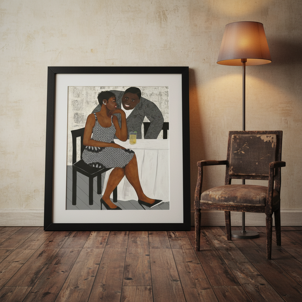 Black Couple Romance Art Print | African American Love Wall Decor