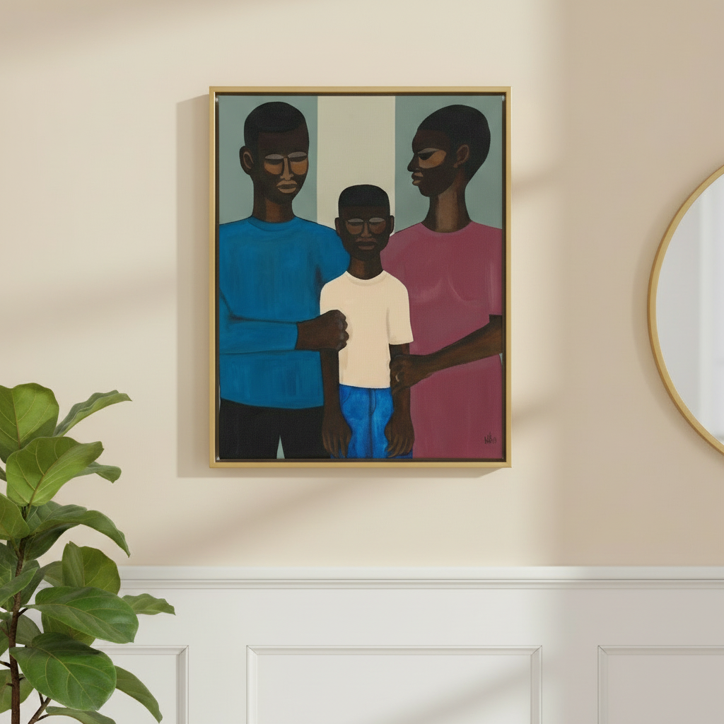 Black Family Framed Canvas Wall Art | African American Decor
