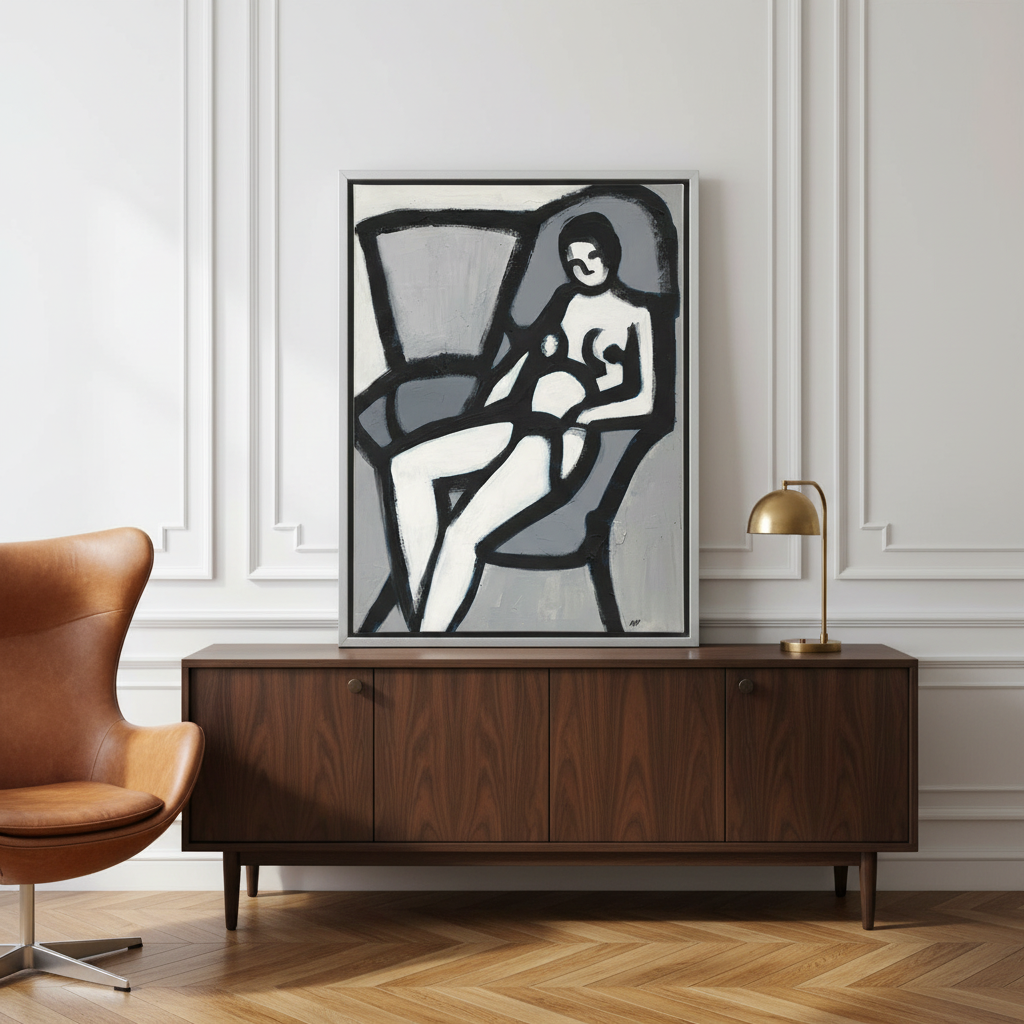 Black Figure Framed Canvas Wall Art | African American Decor