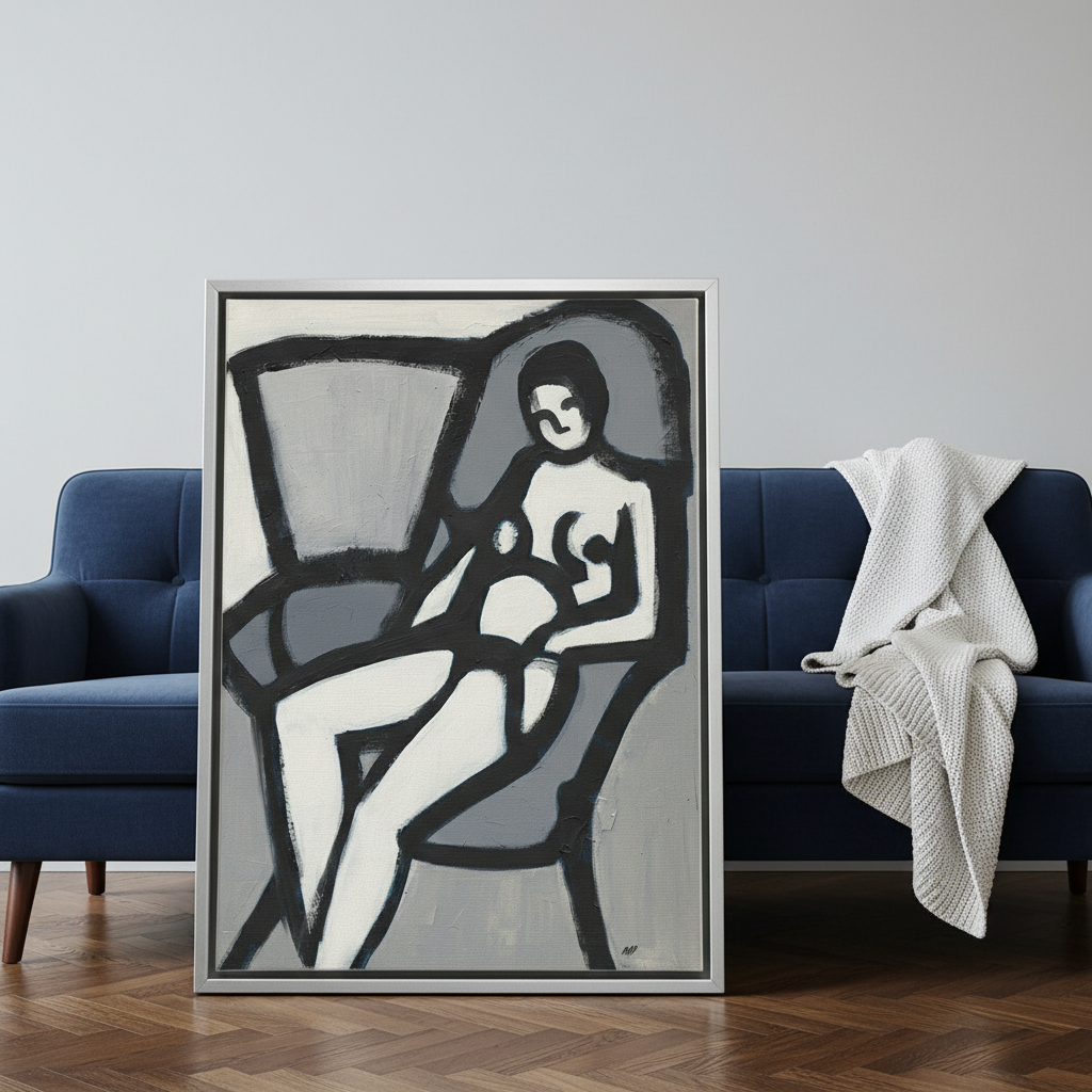 Black Figure Framed Canvas Wall Art | African American Decor