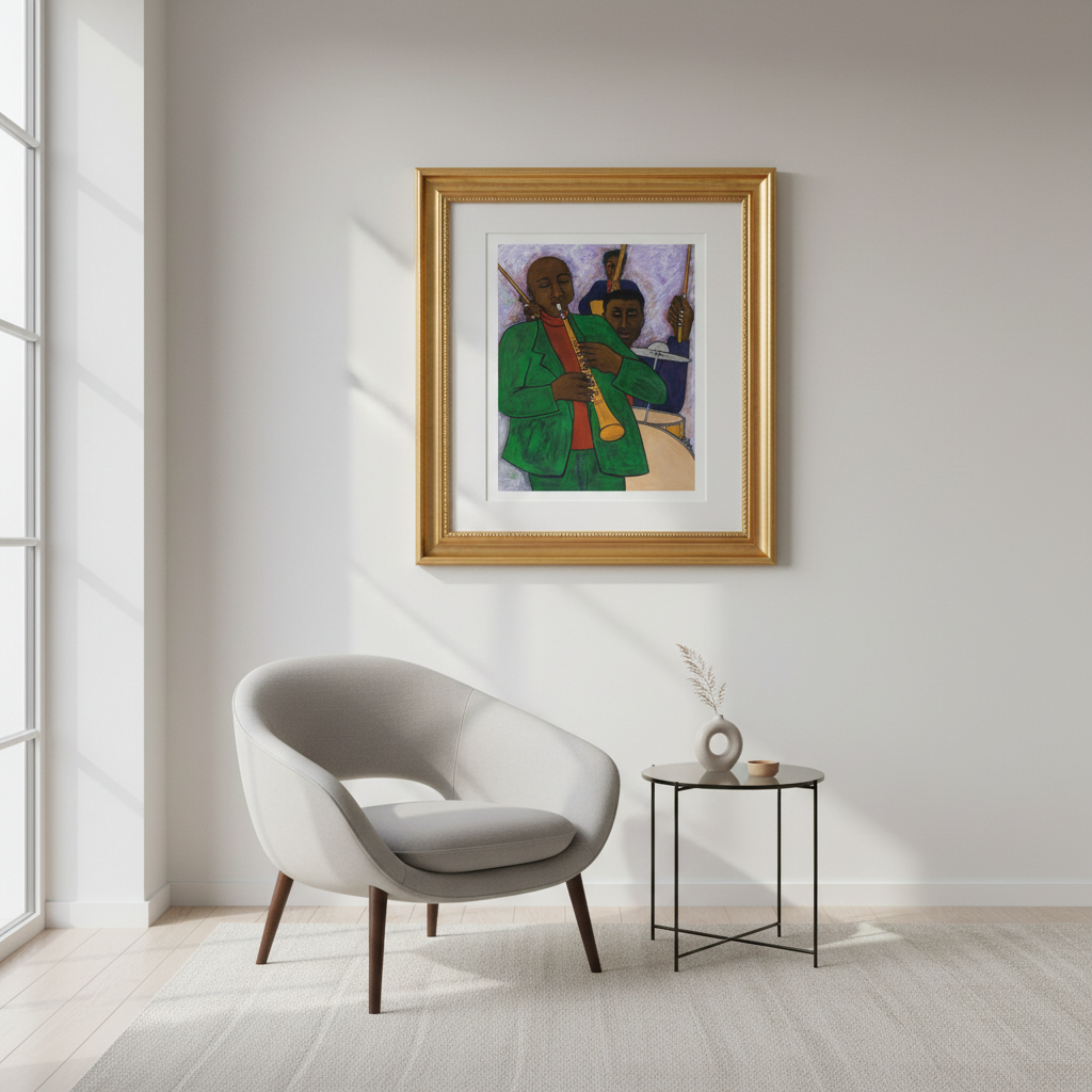 Black Jazz Trio Art Print | African American Music Wall Decor