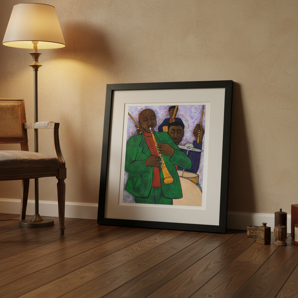 Black Jazz Trio Art Print | African American Music Wall Decor