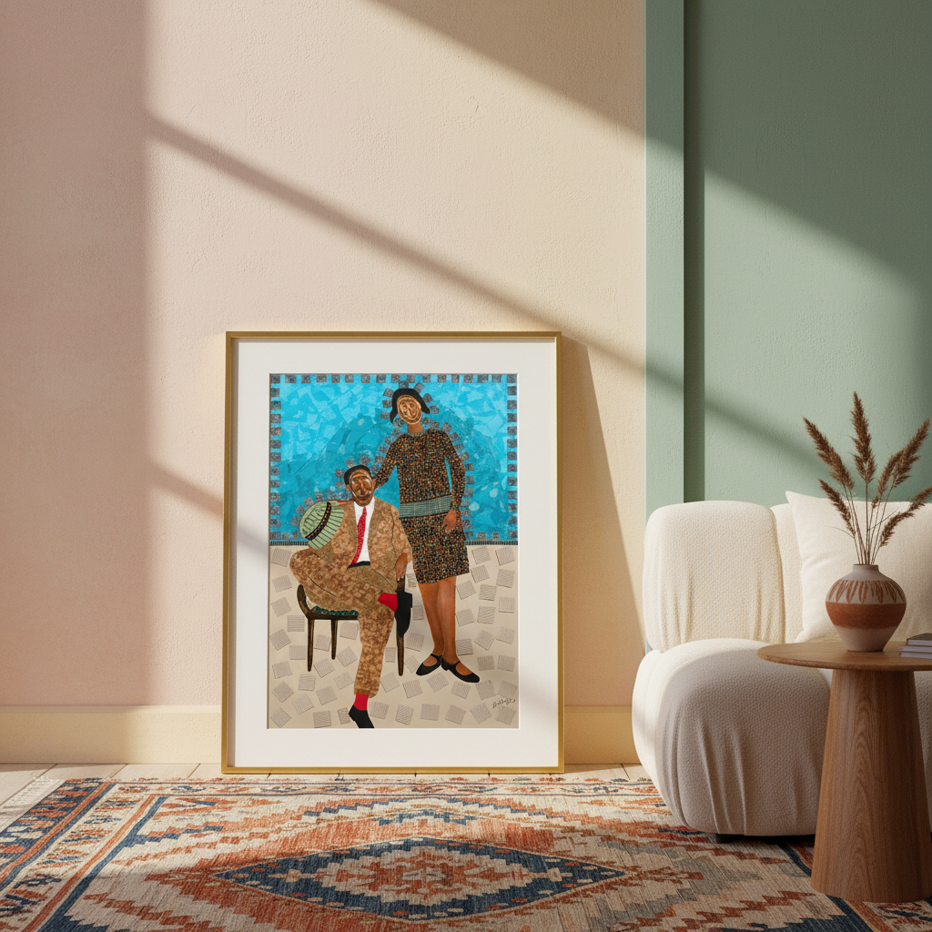 Black Ancestry giclee print — art print showing They Came Before Us 1 abstract couple art