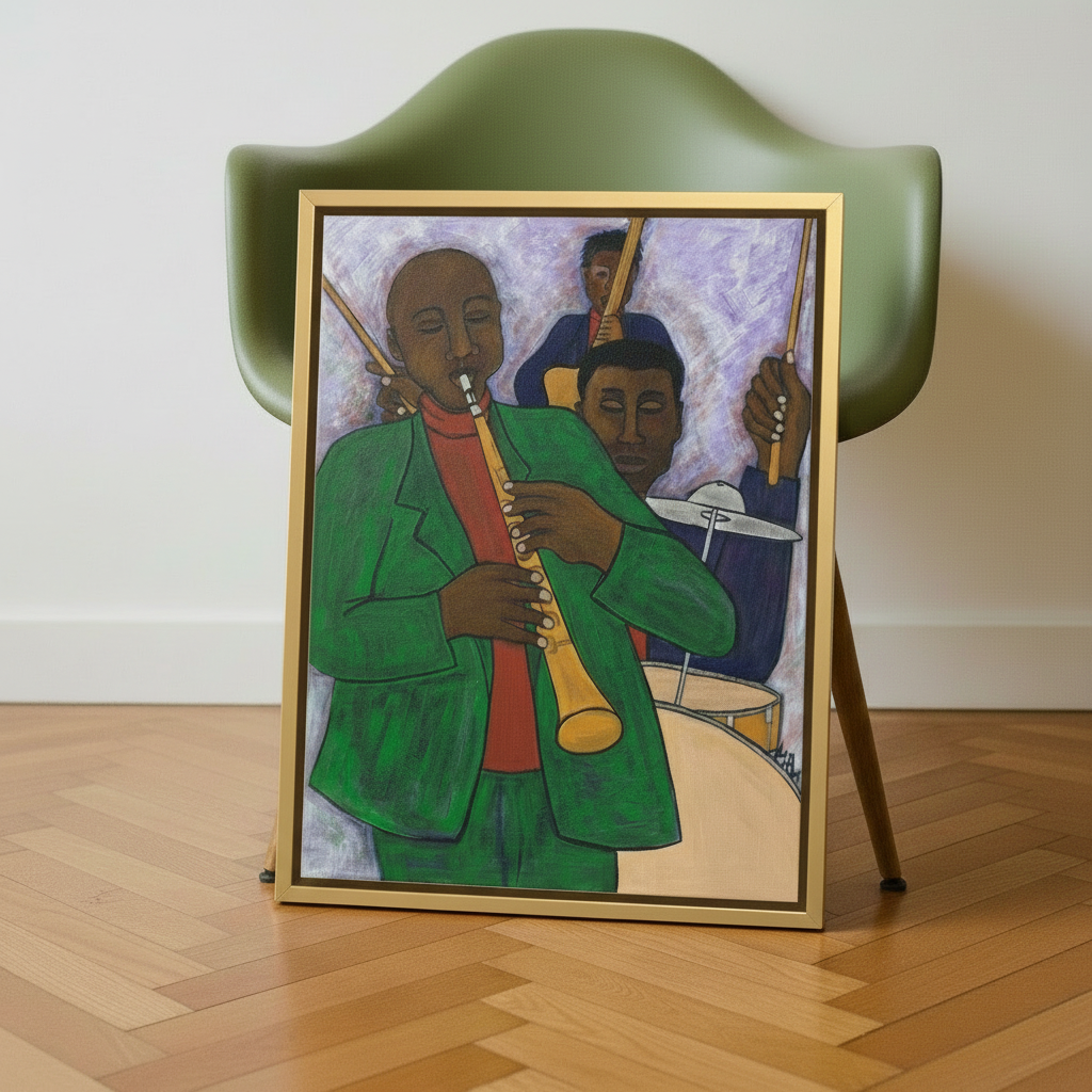 Black Jazz Musicians Framed Canvas Wall Art | African American Decor