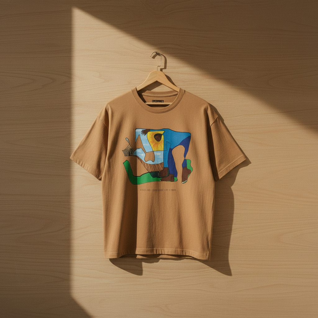 The Sharecropper toast tee on wooden hanger — exact design match — Art Is Power Vol. I | Inkwell Fine Art Prints