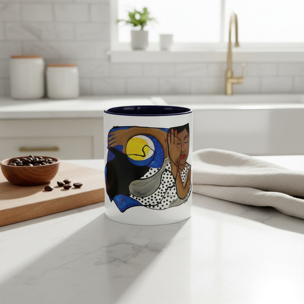 One with the Universe Cosmic Art Mug - Spiritual Black Woman Art Ceramic Mug - Celestial Gift