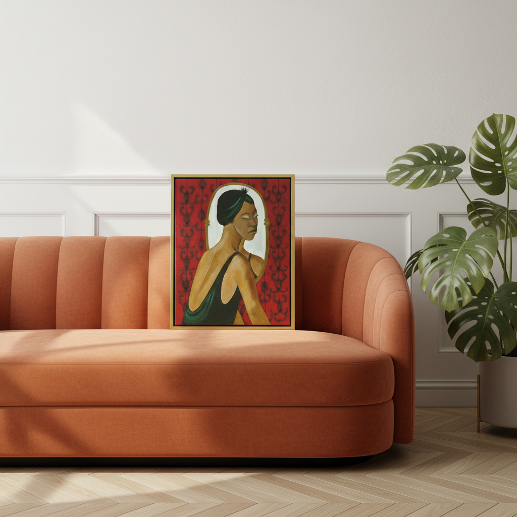 Black Woman Framed Canvas Wall Art (Church Hat) | African American Decor